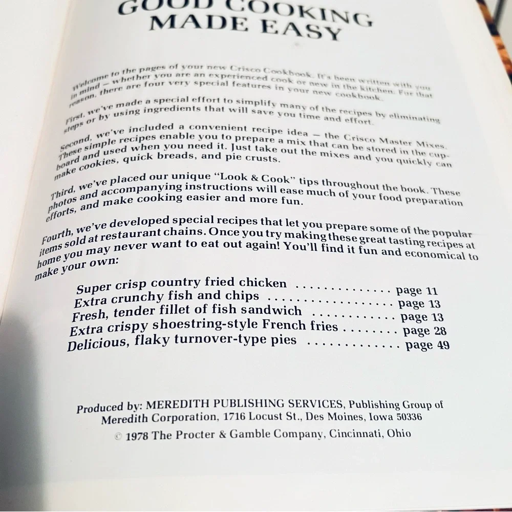Vintage 1978 Crisco’s Good Cooking Made Easy Cookbook with Classic Recipes